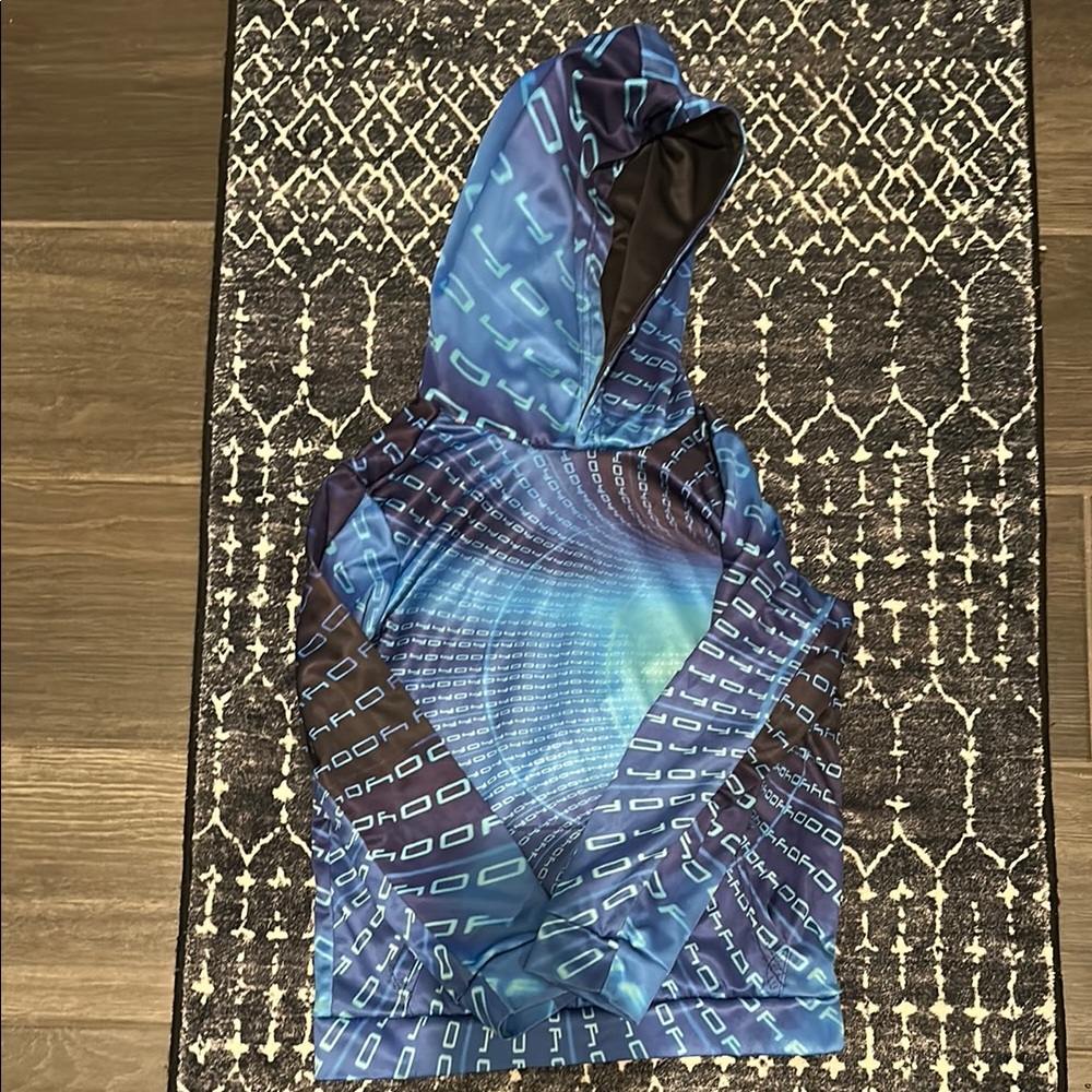 Blue Geometric Pattern Hoodie